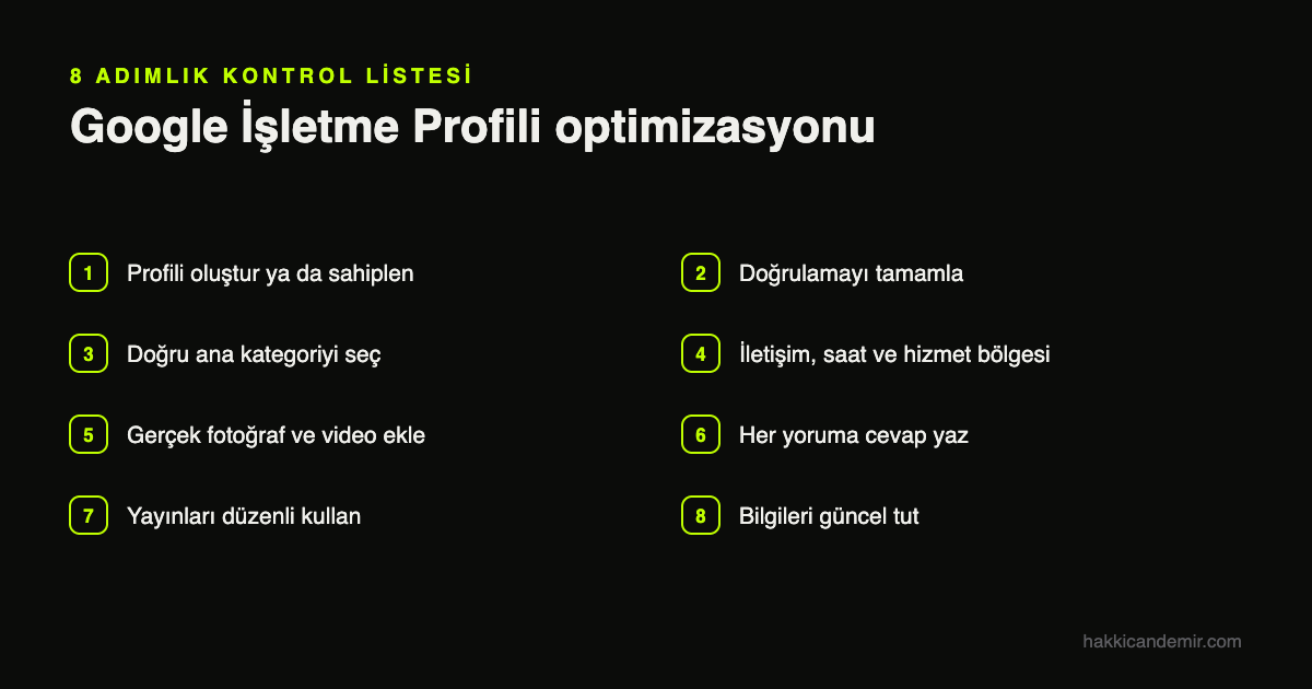 Google İşletme Profili optimizasyonu için 8 adımlık kontrol listesi