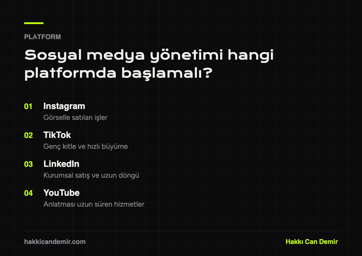 Sosyal medya yönetimi çalışmasında platform seçimi